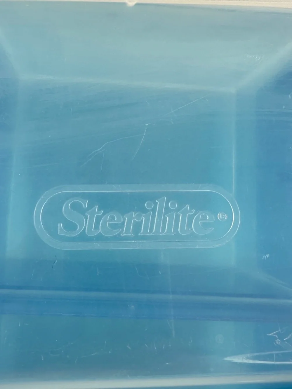Sterilite Storage Container with Blue Removable Tray, Locking Lid with Handle.